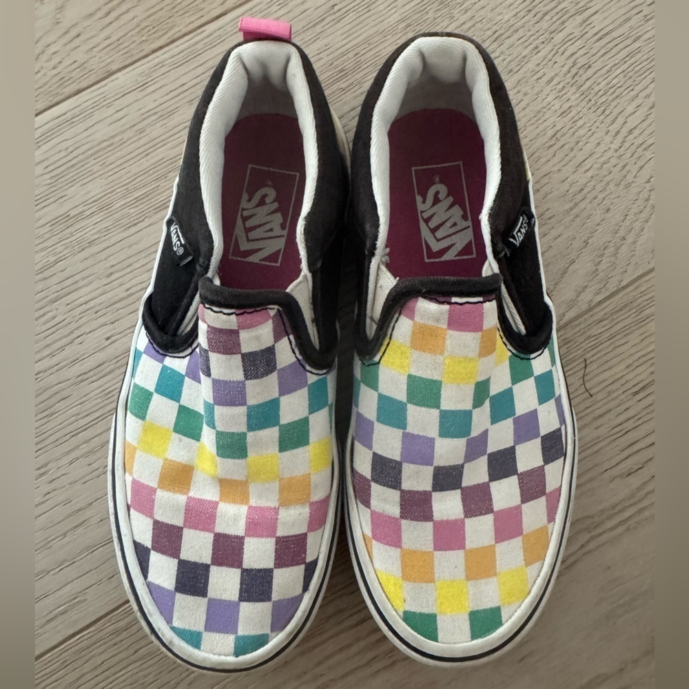VANS Canvas Multicolor checkered Slip On Unisex Kids' Shoes size 12 - Picture 7 of 9
